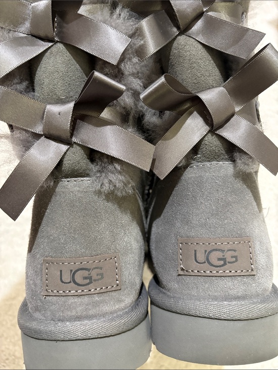 UGG Shoes - UGG Gray Suede Bow-Back Short Shearling Boots